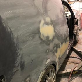 Respray of a crash damaged van